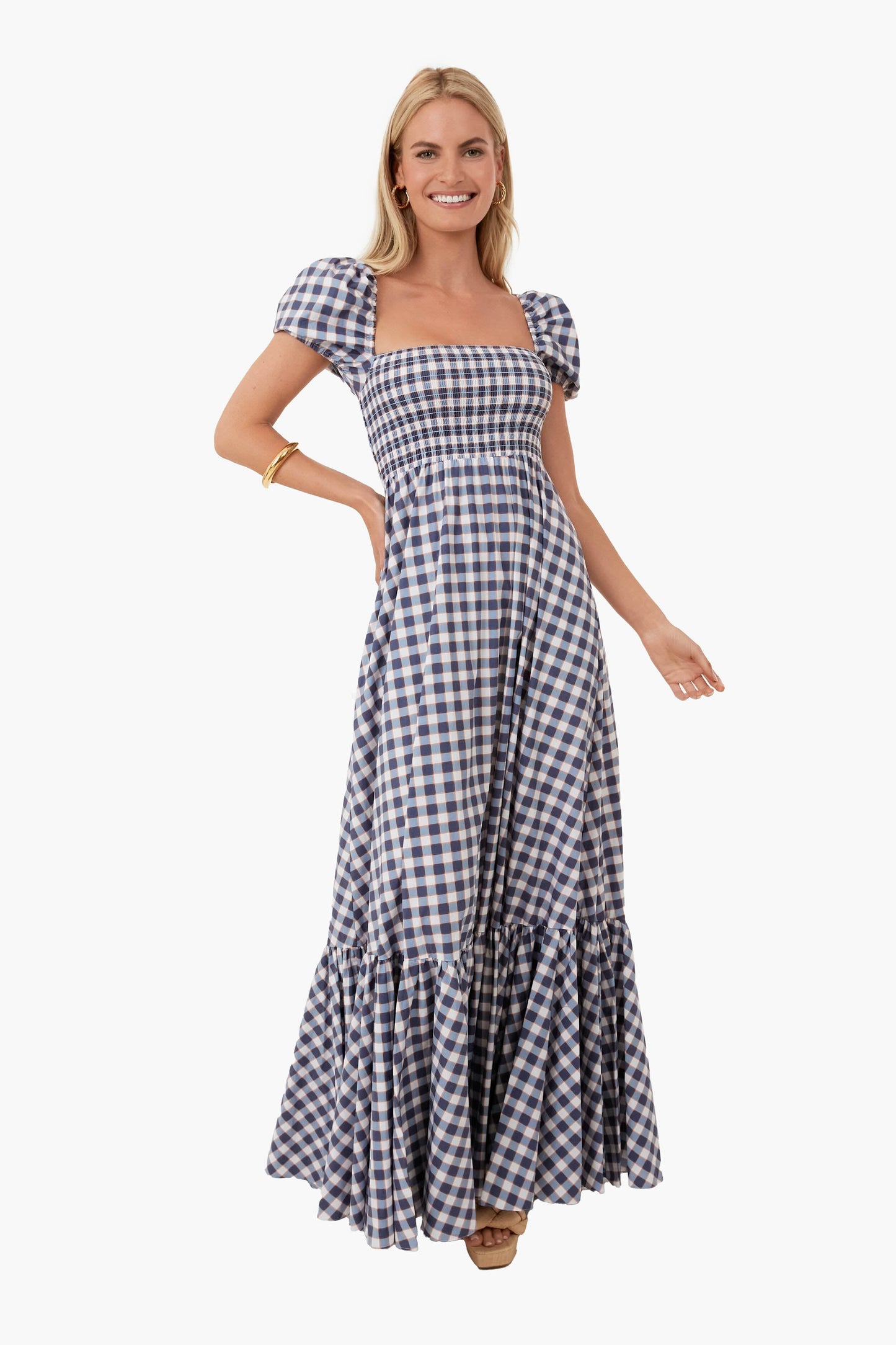 Slate Check Plaid Gianna Maxi Dress