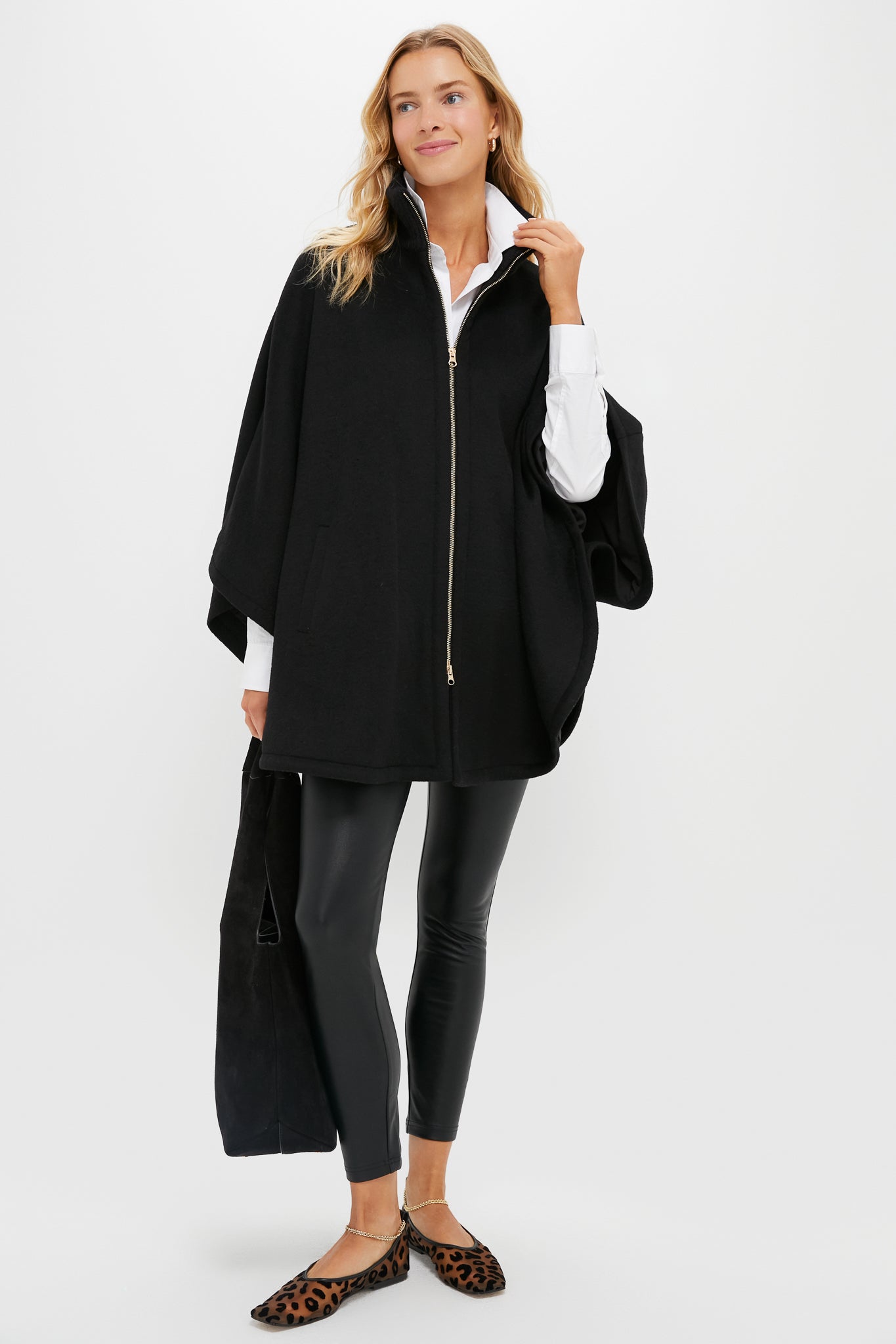 Black Full Zip Huntington Poncho