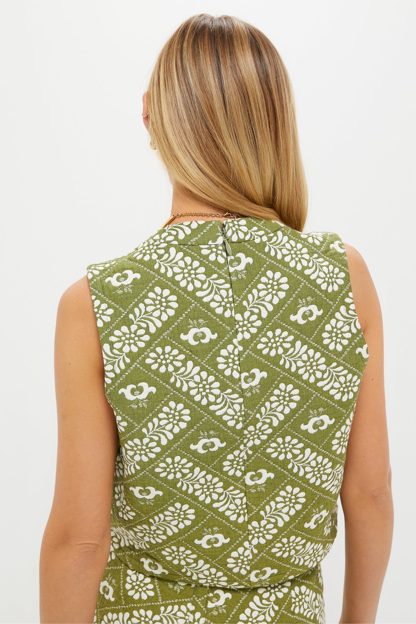 Legacy Jacquard Olive Manning Top
