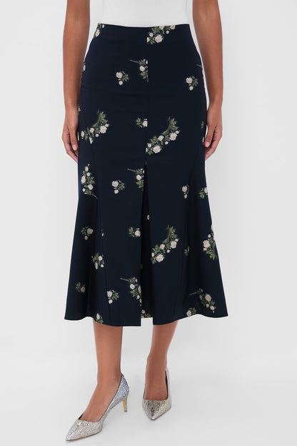 Midnight Blue Pencil Midi Skirt