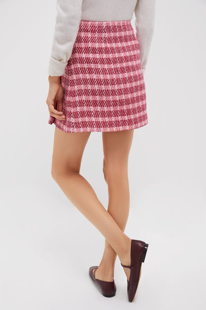 Tonal Plaid Pink Skirt