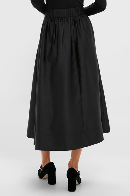 Black Dupioni Kendall Skirt