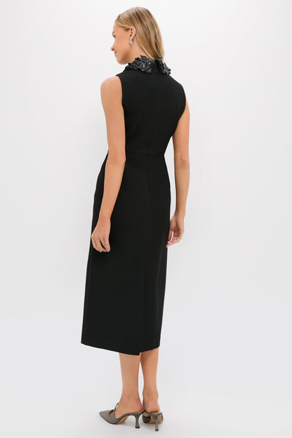 Black Floral Applique Helena Dress