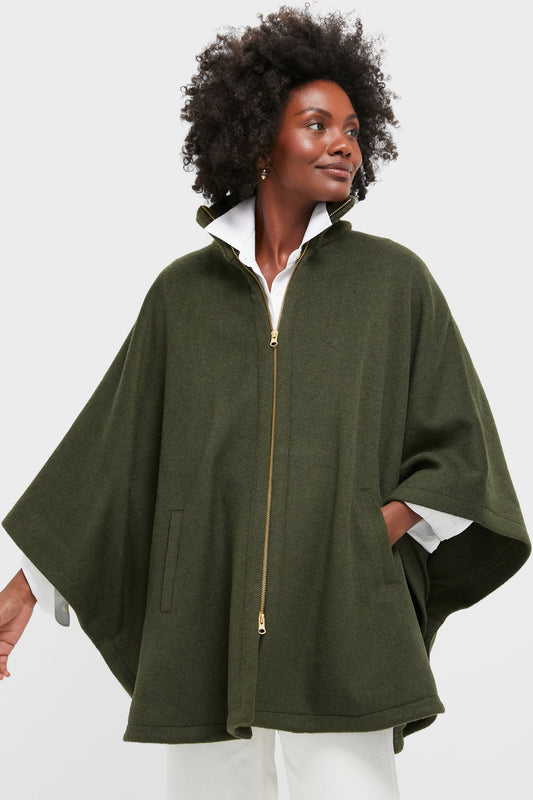 Olive Full Zip Huntington Poncho