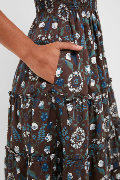 Chocolate Swedish Floral Ellie Maxi Nap Dress