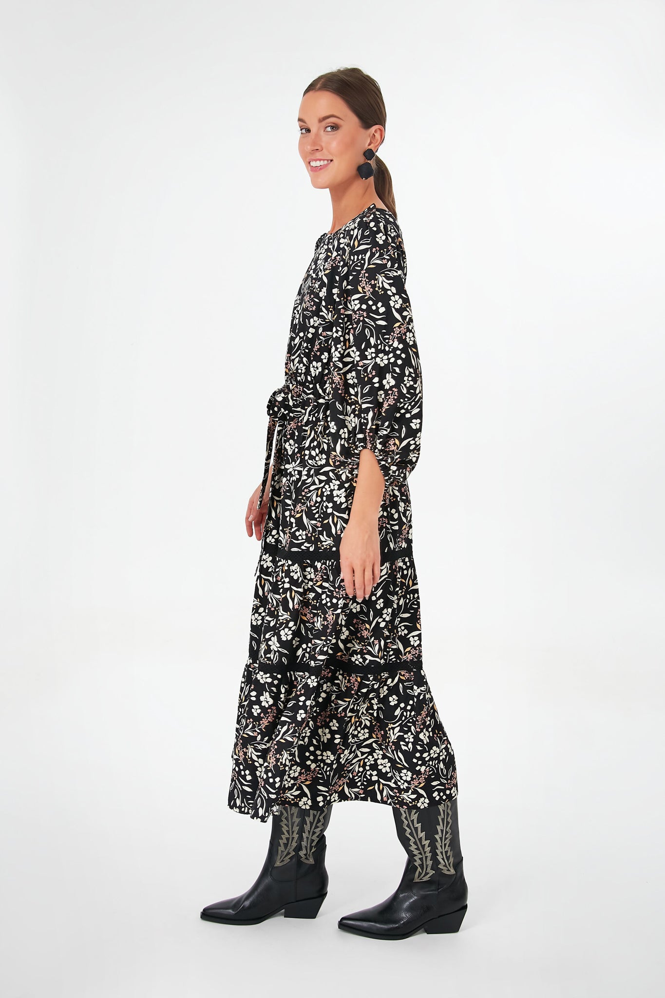 Black Off White Under the Stars Maxi Dress