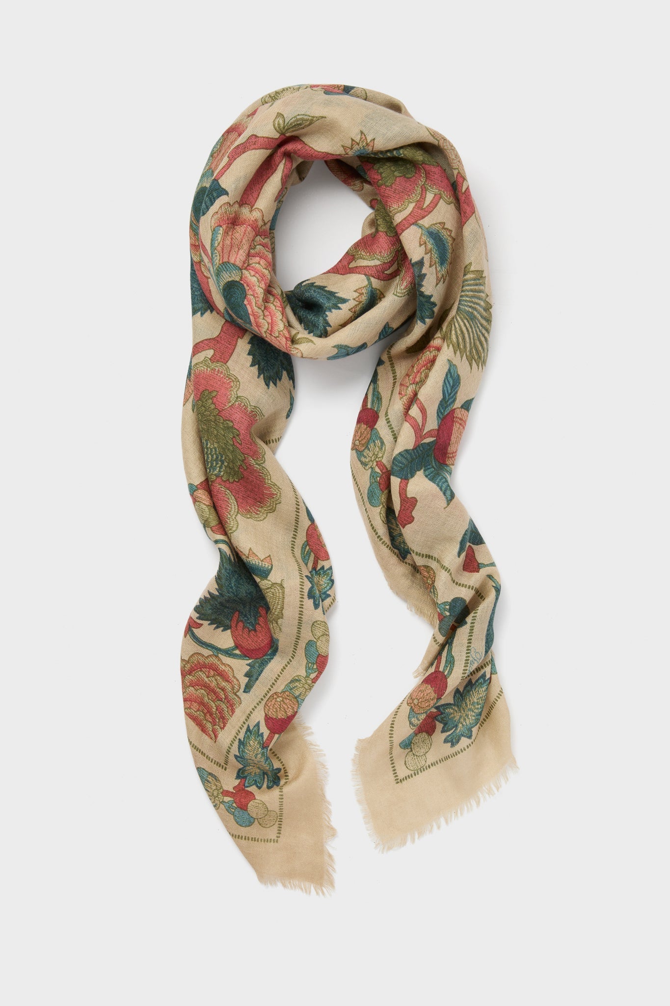 Garden Scrollwork Silk Cashmere Blend Large Scarf