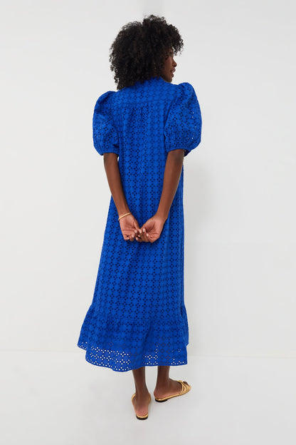 Royal Blue Eyelet Midi Tryall Dress