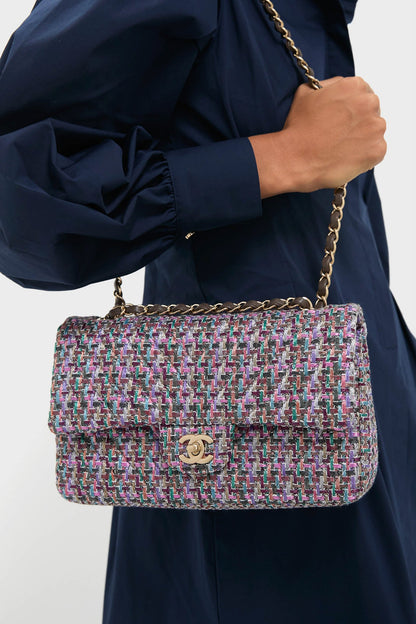 CHANEL Multicolor Pink Purple Soft Diagonal Pattern Classic 25 Crossbody