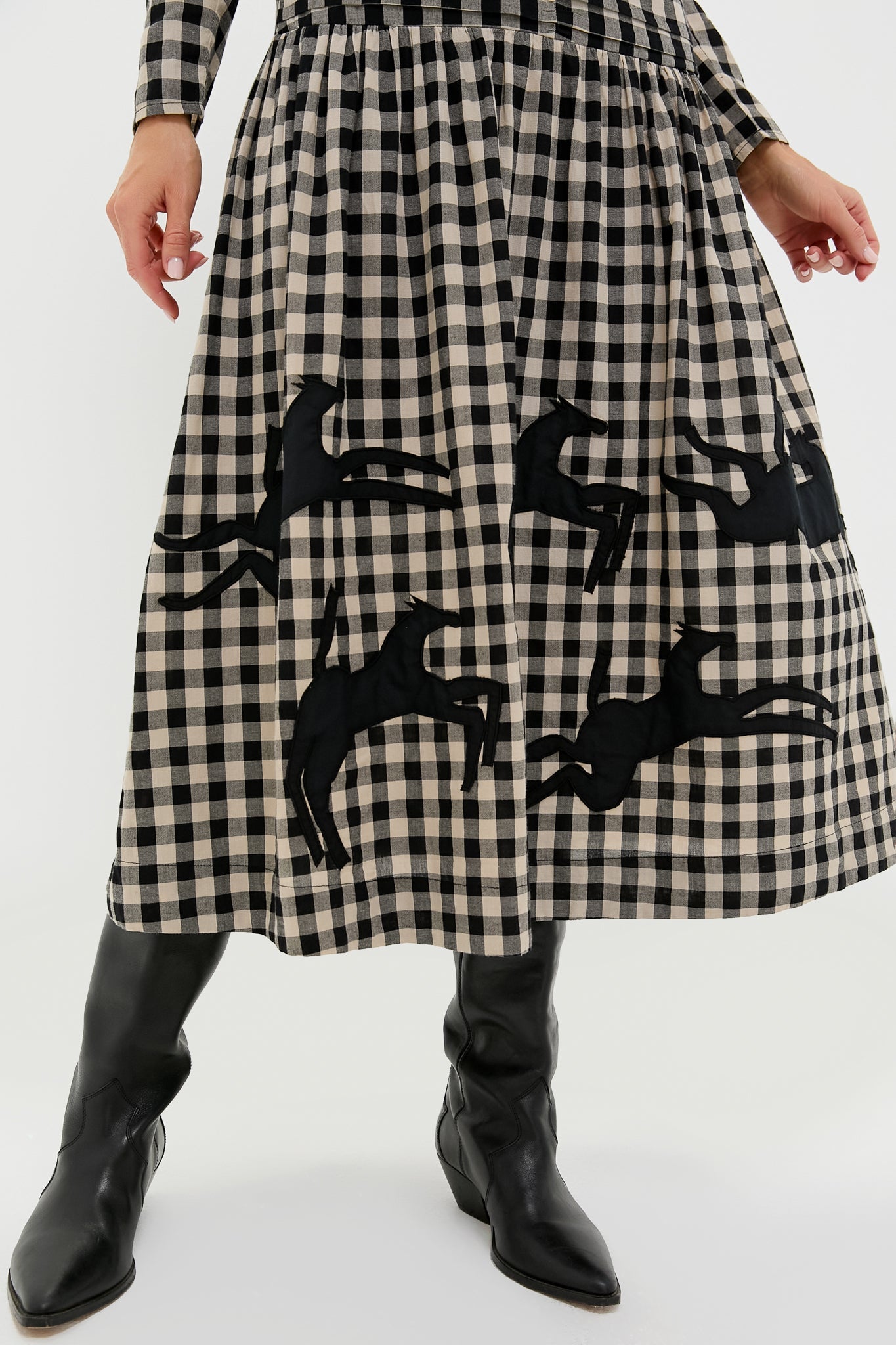 Black Plaid Malika Midi Dress