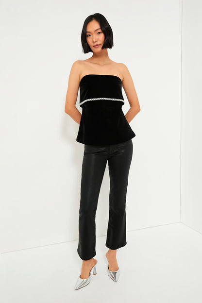 Velvet & Pearl Trim Strapless Valerie Top