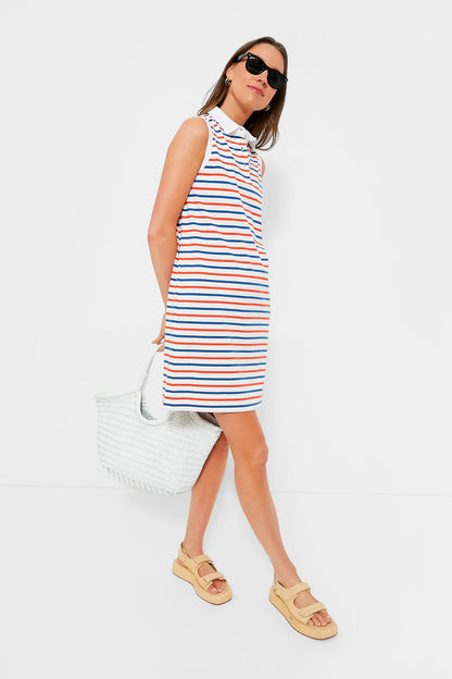 White True Blue and Poppy The Polo Dress