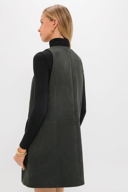 Deep Olive Vegan Suede Bailey Dress
