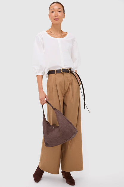 Umber Slubby Cotton Atelier Pleated Pant 2