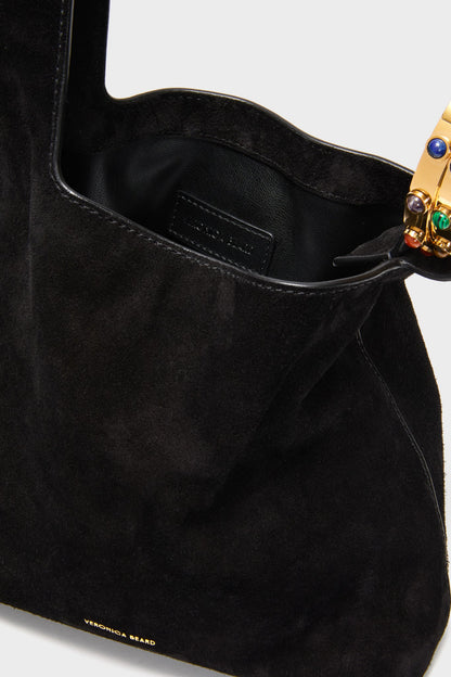 Black Suede Veronica Beard Swing Bag