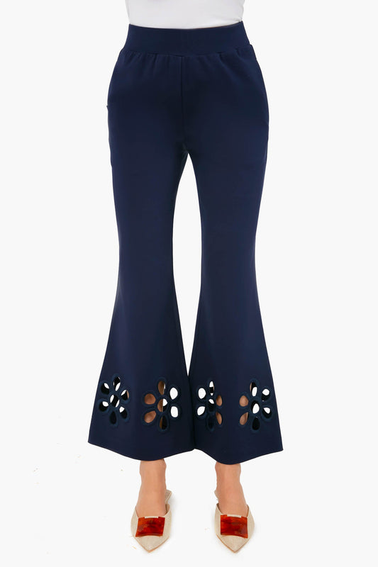 Marine Blue Embroidered Pant
