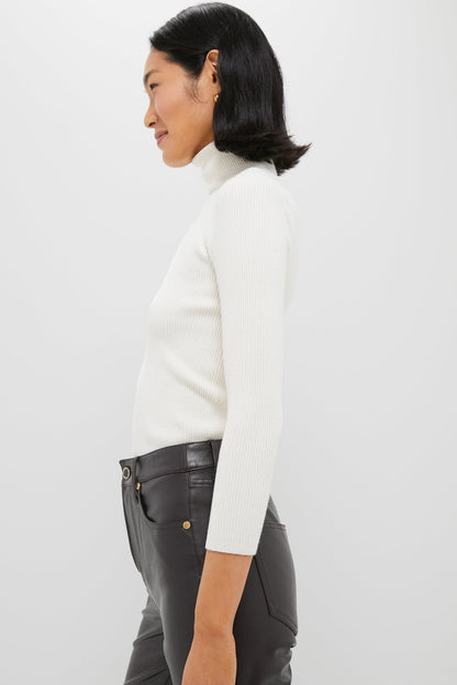 Winter White Arlo Ribbed Turtleneck