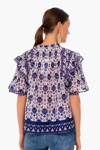 Violet Brigitte Border Pintuck Top