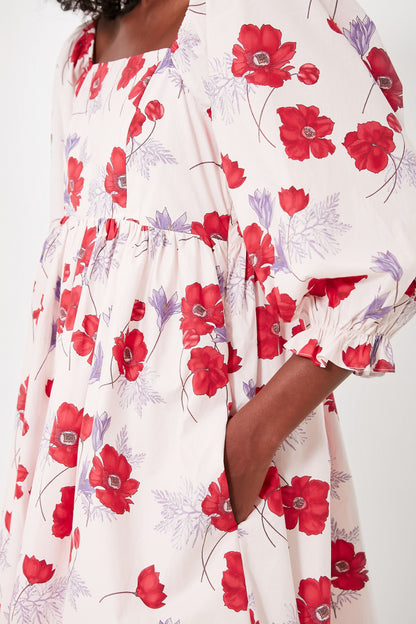 Pink Floral Square Neck Veronica Mini Dress