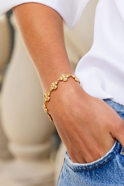 Berry Clover Linear Bracelet, 7"+2" - Gold