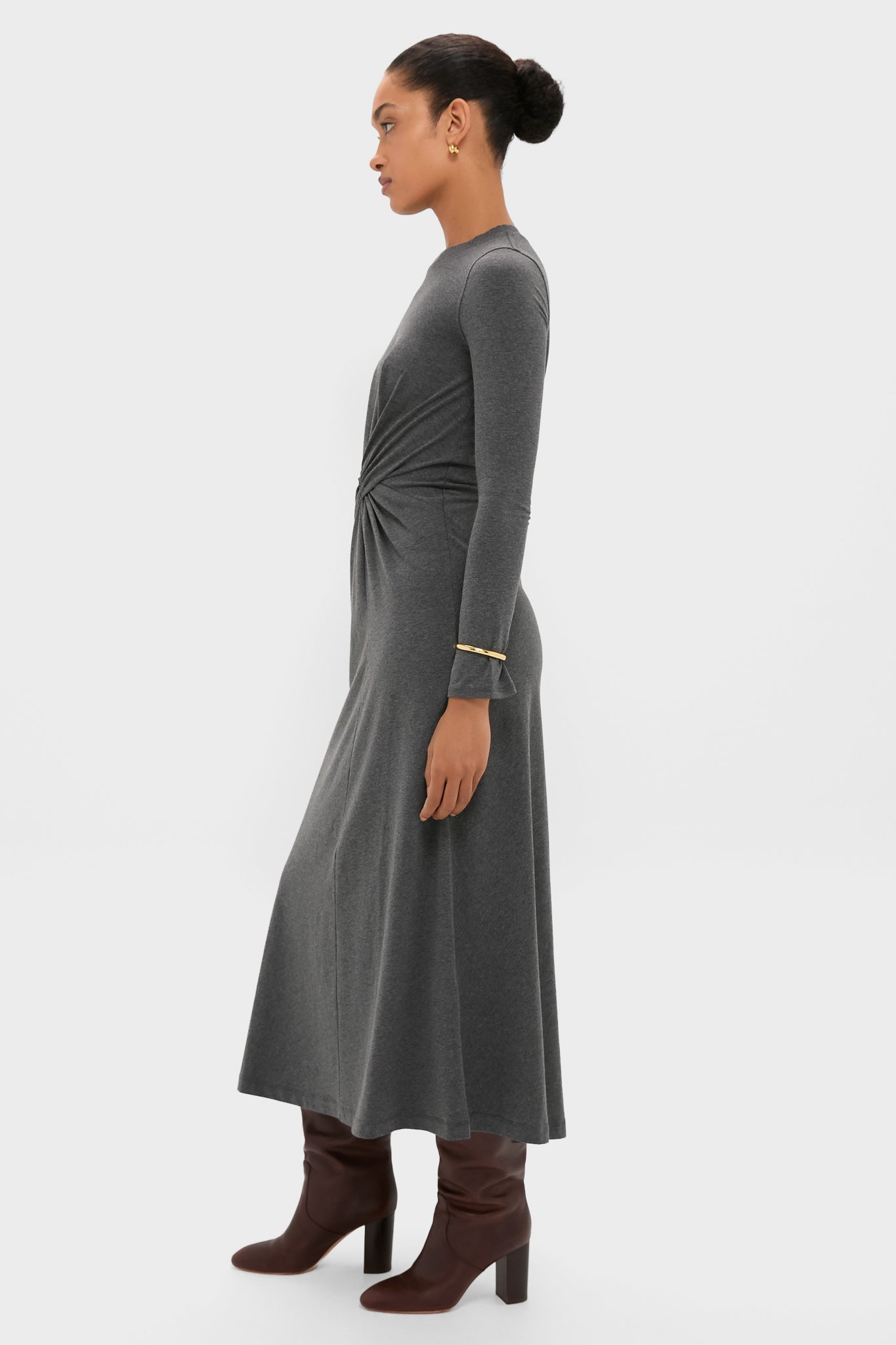 Heathered Charcoal Long Sleeve Volta Dress