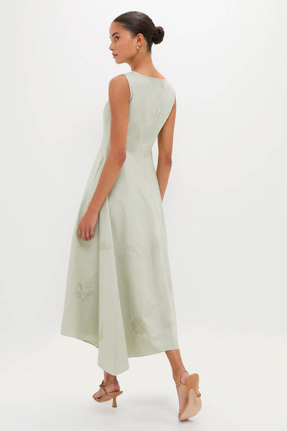 Pistachio Jacqueline Asymmetrical Hem Midi Dress