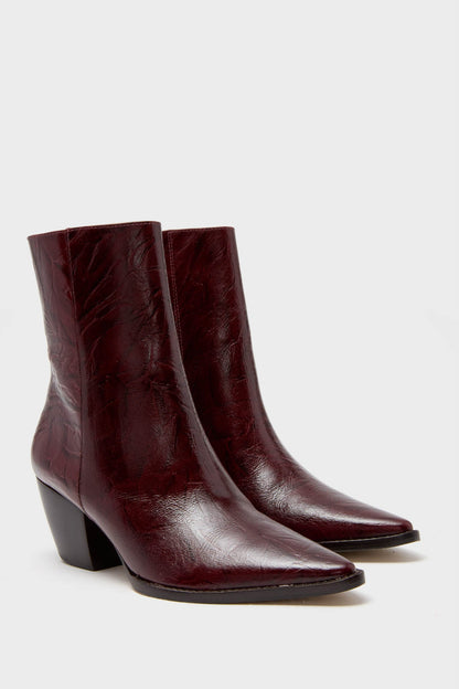 Burgundy Crinkle Caty Boots