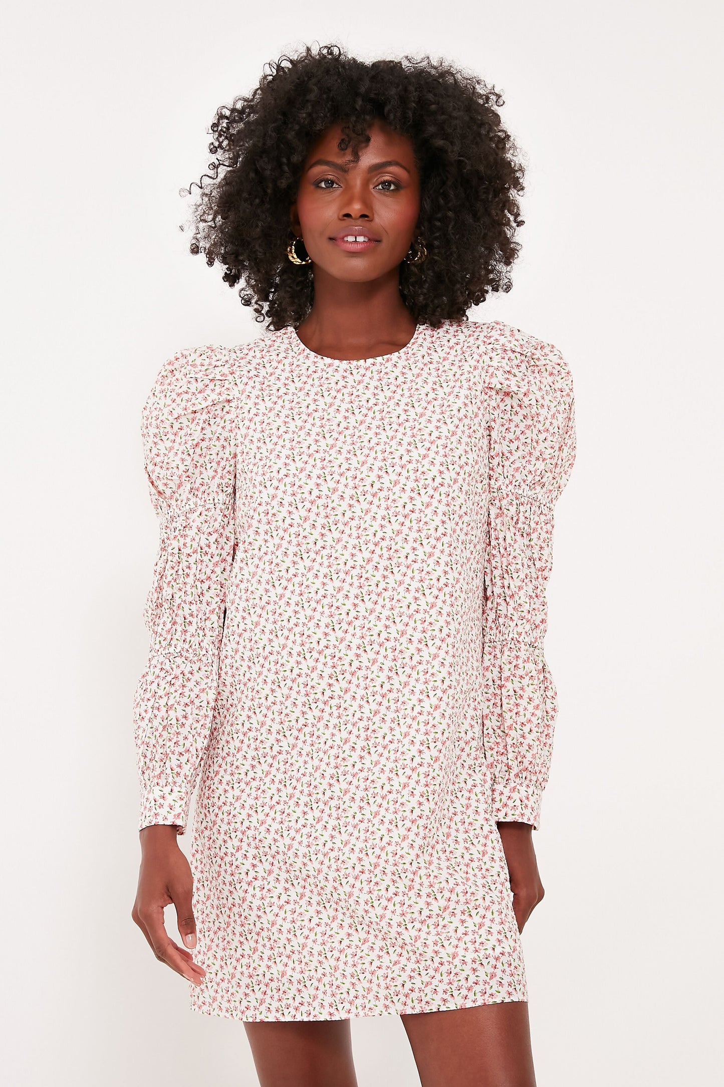 Textured Floral Puff Sleeve Clemons Mini Dress