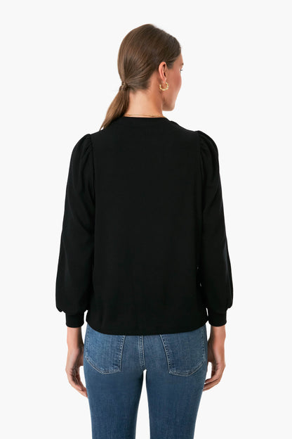 Black Lexi Rib Puff Sleeve Top