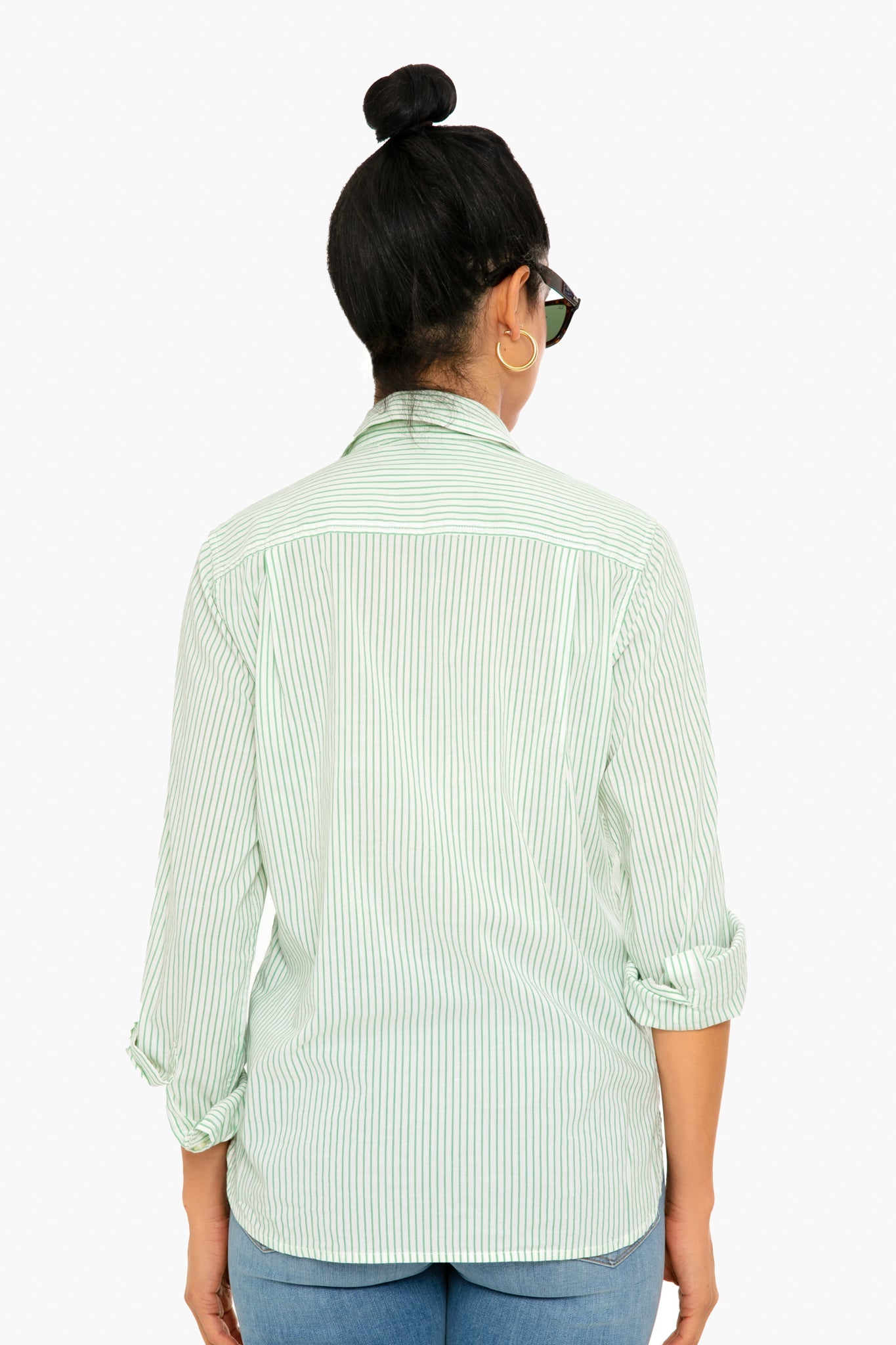 Green Pinstripe Grace Classic Shirt