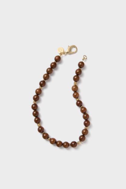 Wood and Gold Beaded Necklace