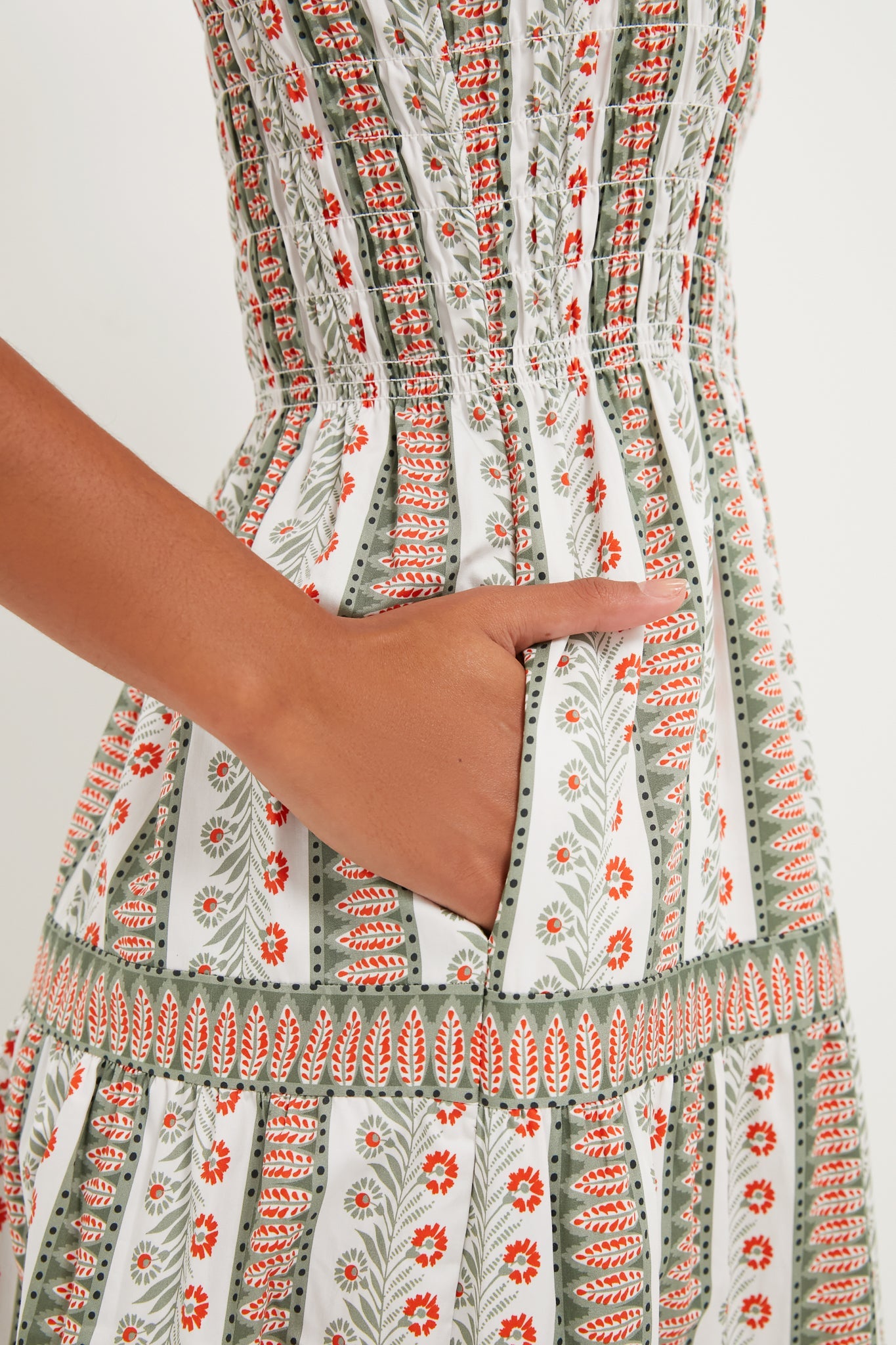 Olive and Paprika Cosmos Floral Stripe Kimmy Maxi Nap Dress