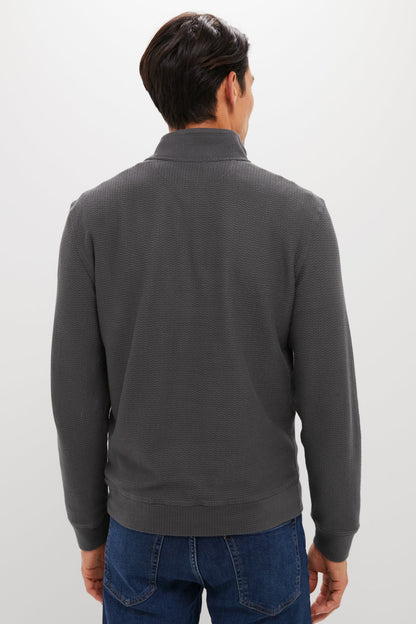 Mountain Coal Textured Knit Quarter Zip