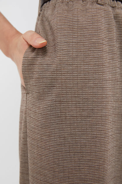 Brown Plaid Cropped Flare Carlton Pants