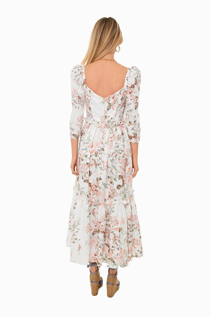 Trellis Floral Ivory Blue Hill Dress