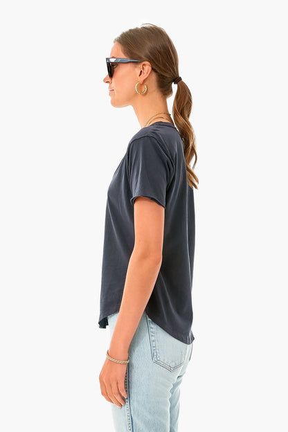 Black Organic Cotton V Neck Tee