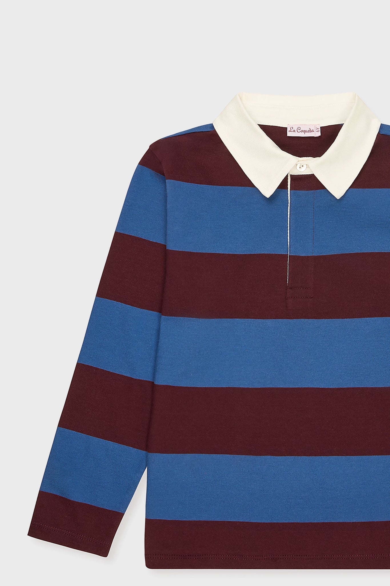 Petrol Blue Stripe Tijo Long Sleeve Boy Rugby Shirt