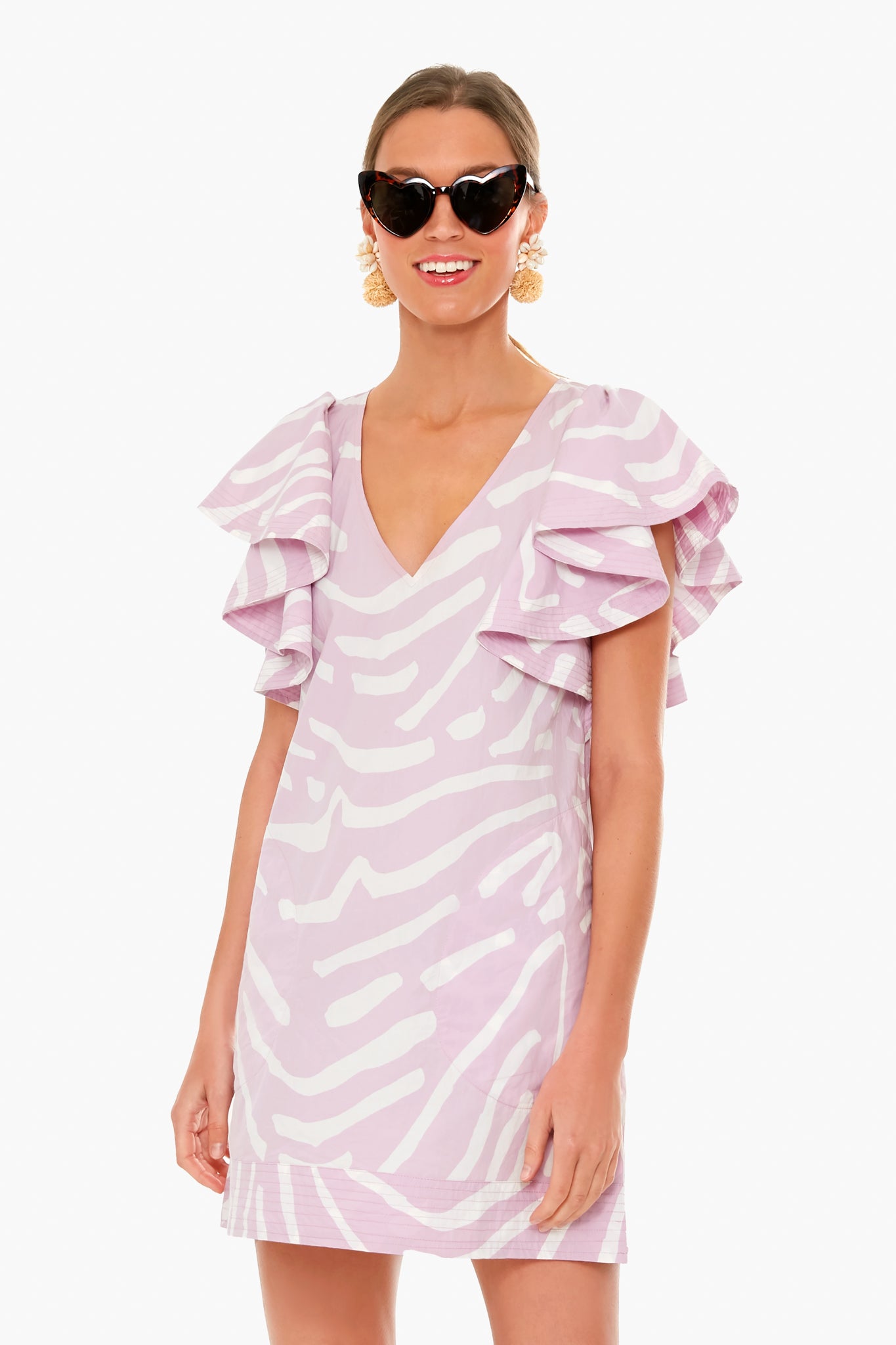 Zebra Lilac Flirty V-Neck Dress