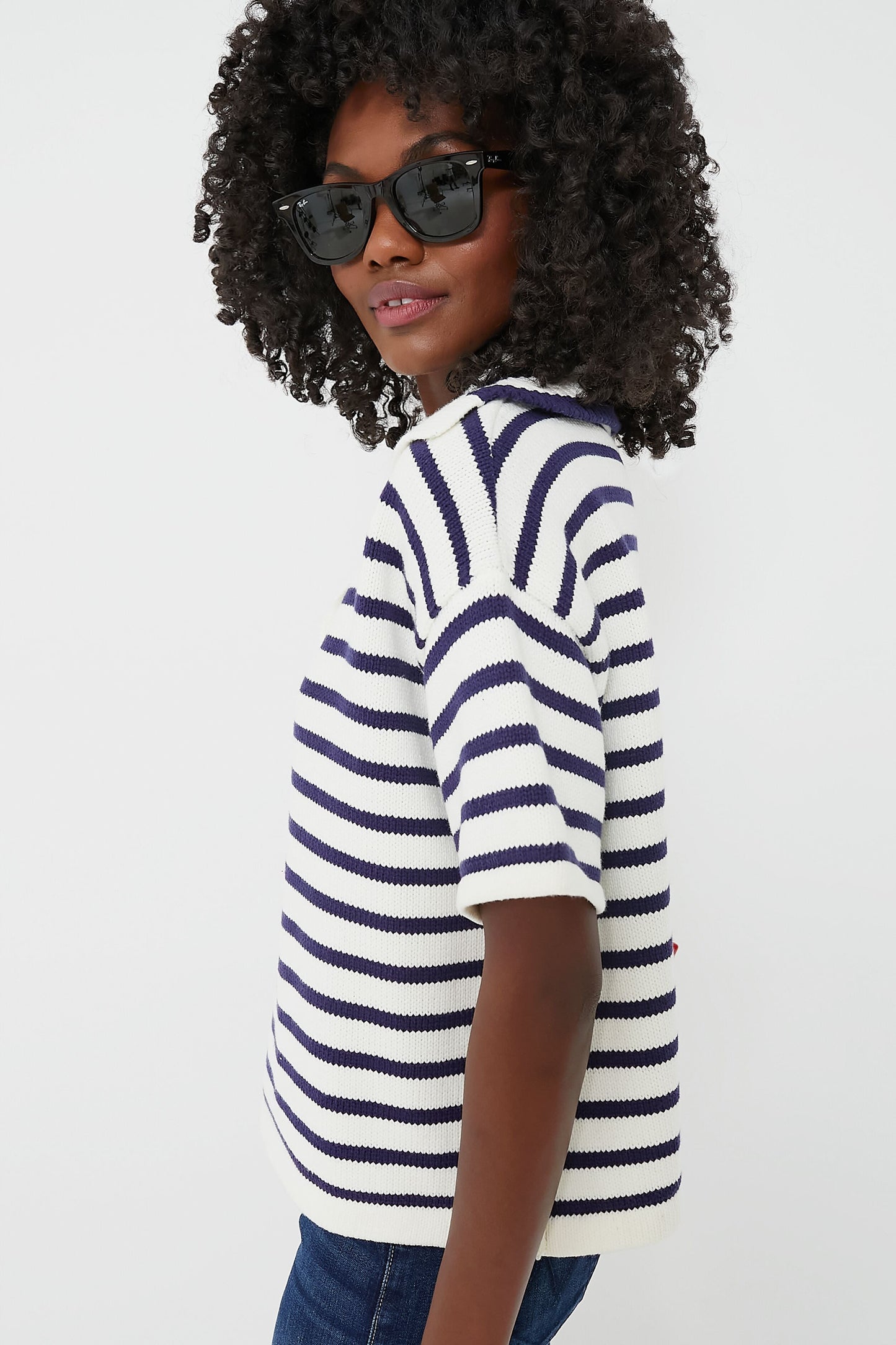 Ivory and Navy Stripe Claire Sweater