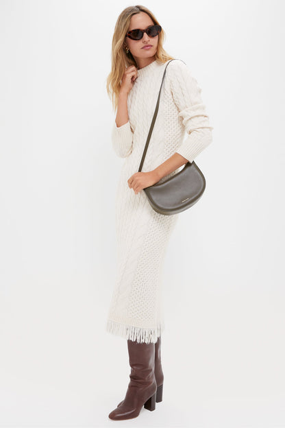 Cream Freya Fringe Sweater Dress