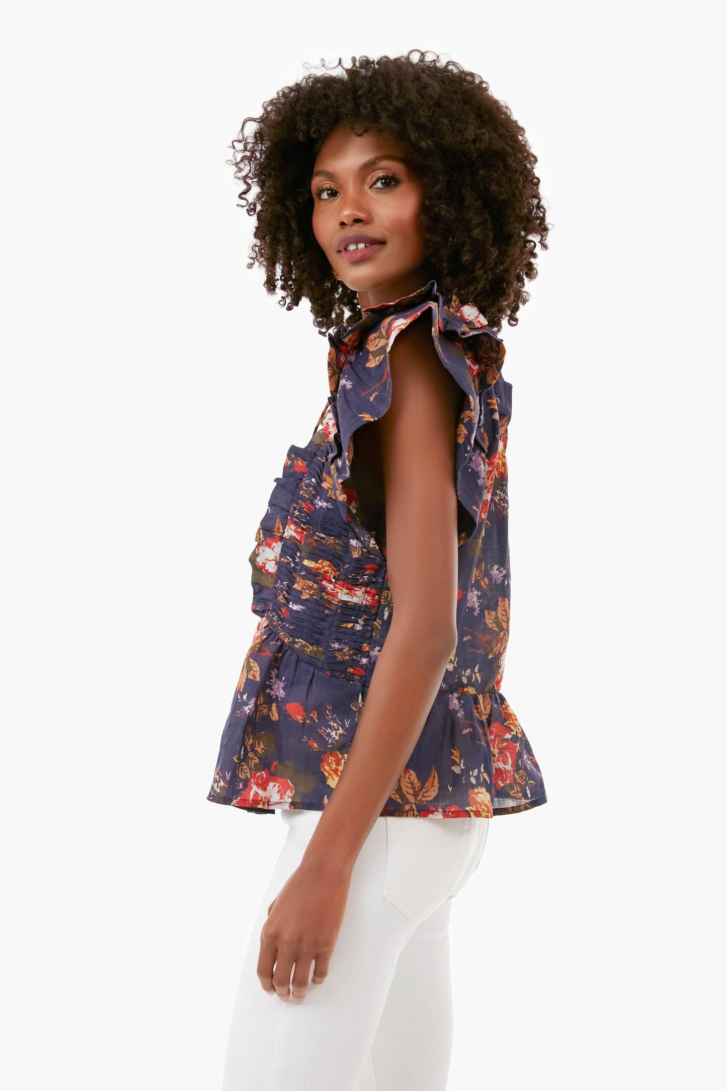 Navy Esme Flutter Sleeve Top