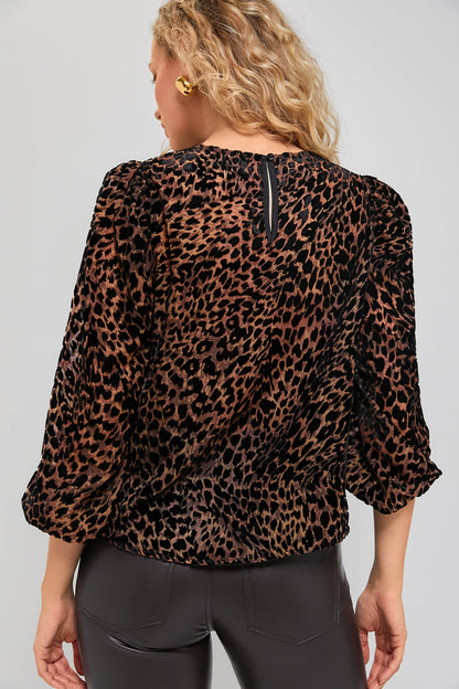 Leopard Velvet Burnout Carmen Blouse