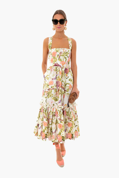Tropical Birds Ivory Julia Dress