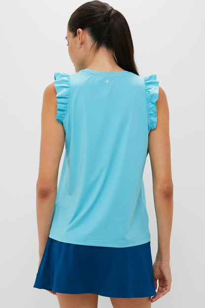 Milky Blue Ruffle Performance Jersey Lea Tank