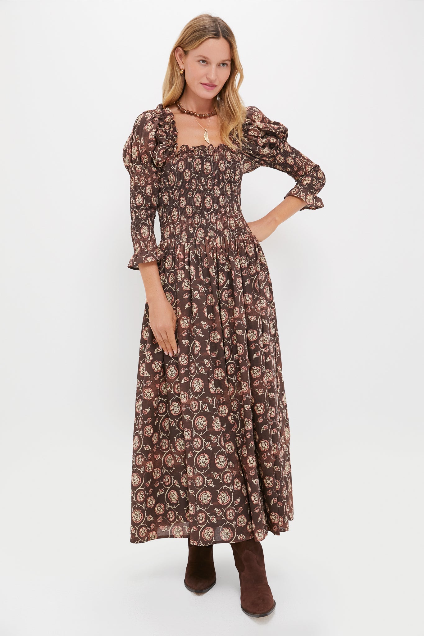 Brown Floral Jocelyn Maxi Dress