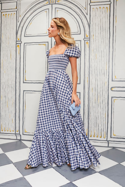 Slate Check Plaid Gianna Maxi Dress