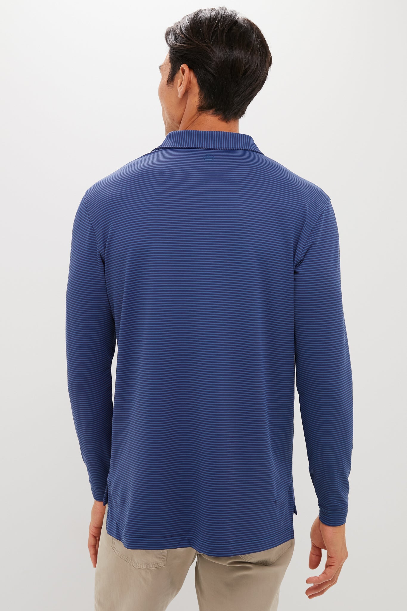 Navy Lyons Performance Jersey Long Sleeve Polo