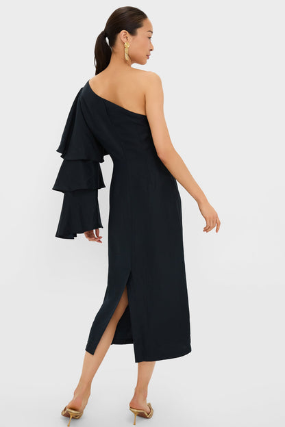 Black Bidi Bidi Bom Bom Tea Length Dress