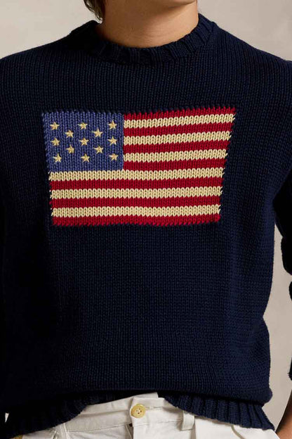 Flag Cotton Crewneck Sweater