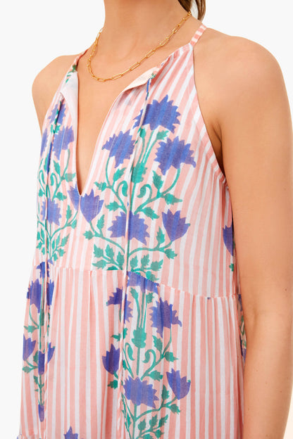 Jaipur Peach Long Tiered Tassel Dress